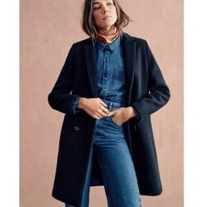 Sezane Black Wool Blend Tailored Coat